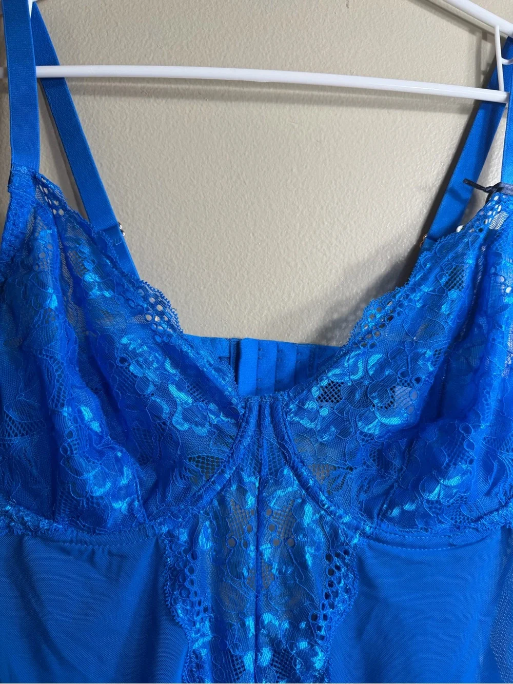NWT Fox & Royal Kiki Mesh Lace Bodysuit French Blue Size 14
